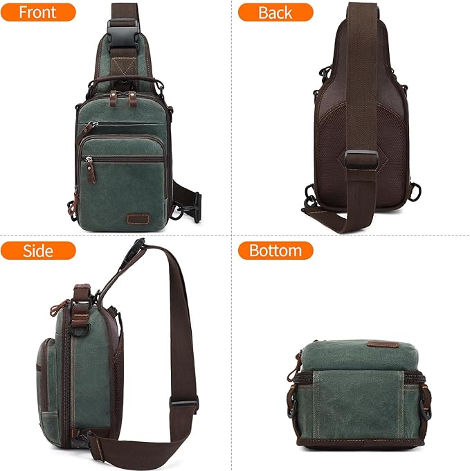 Nerlion Sling Bag for Men Waxed Canvas Crossbody Bag Chest Bag Water Resistant Shoulder Bag Casual Daypack