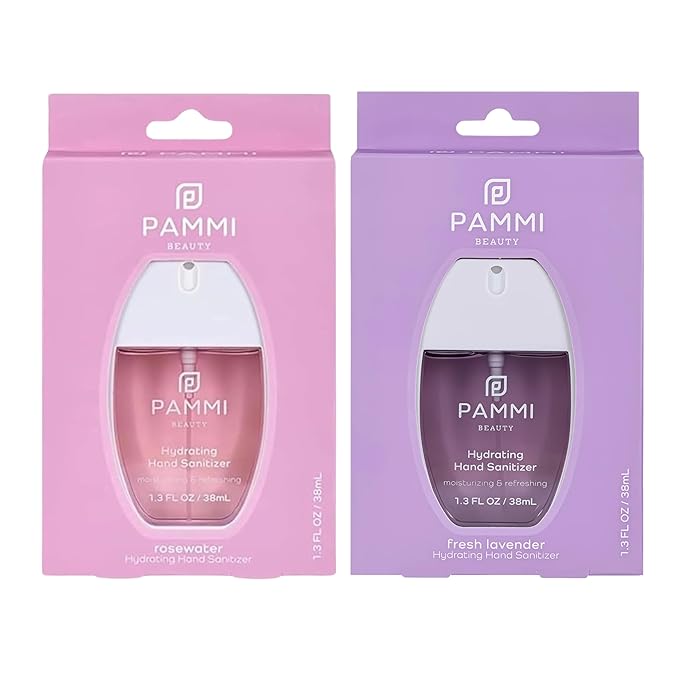 PAMMI Hand Sanitizer Spray Travel Size - Mini Scented Hand Sanitizer Spray Quicky Dry, Pocket Scented Hand Saniztier - 600-Sprays (2 Pack (Rose, Lavender))