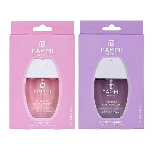PAMMI Hand Sanitizer Spray Travel Size - Mini Scented Hand Sanitizer Spray Quicky Dry, Pocket Scented Hand Saniztier - 600-Sprays (2 Pack (Rose, Lavender))