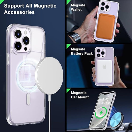 MOCCA Strong Magnetic for iPhone 12 Pro Max Case,[Compatible with Magsafe][Glass Screen Protector+Camera Lens Protector] Slim Thin Shockproof Cover Phone Case for iPhone 12 Pro Max 6.7", Clear