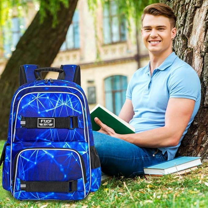 3Pcs Backpack for Girls Boys, 17 Inch School Bookbag with Lunch Box, Durable Laptop Backpacks Set for Teens College