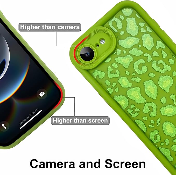 KANGHAR Case for iPhone 16e Leopard Printed Pattern Cute Cheetah Phone Case Soft TPU Shockproof Protective Cover for iPhone 16e 6.1 Inch Green