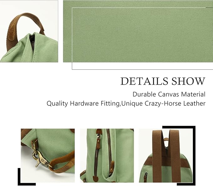 KL928 Canvas Vintage Backpack – Large Casual Daypack Outdoor Travel Rucksack Hiking Backpacks for Men Women