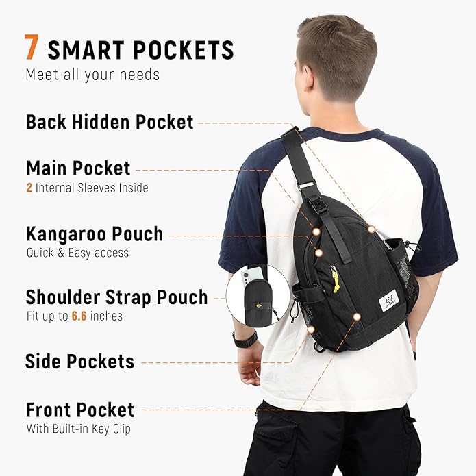 SKYSPER Sling Bag Anti-Theft Crossbody Bag RFID Travel Cross Body Shoulder Sling Backpack