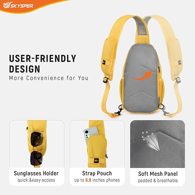 SKYSPER Sling Bag RFID Cross Body Bag Recycled Crossbody Backpack Travel Daypack