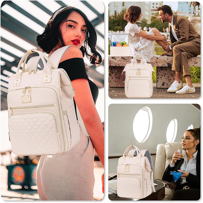 Weitars Lunch Backpack For Women,15.6 Inch Laptop Backpacks For Womens Back pack, Travel Backpacks,Work Back packs For Women (Beige)