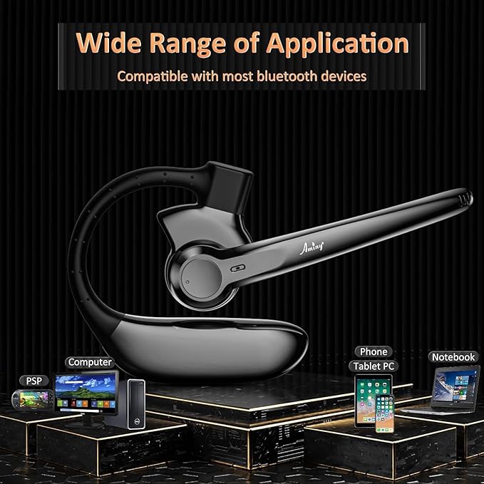 Wireless Bluetooth Headset with Microphone 30 Hrs Talking Time V5.3 Auriculares Bluetooth Earpiece,AI Noise Cancelling Bluetooth Earphones for Trucker Office Home