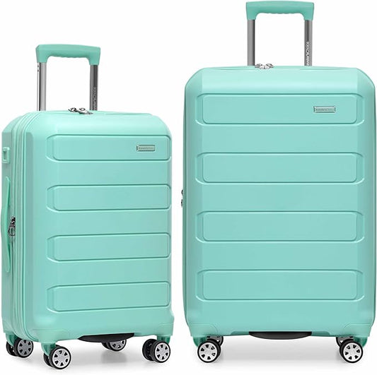 Traveler's Choice Pagosa Indestructible Hardshell Expandable Spinner Luggage, Mint, 2-Piece Set (22/26)