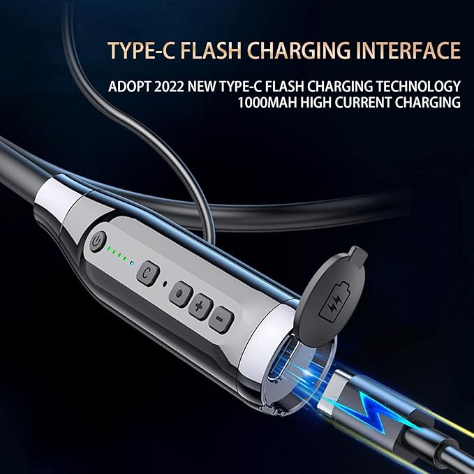 Bluetooth Headphones Neckband 100 Hours Extra Long Playback with Microphone Headset, 4 Speakers Heavy Bass Noise Reduction in Ear Wireless Earbuds Waterproof Running Workout (Black)