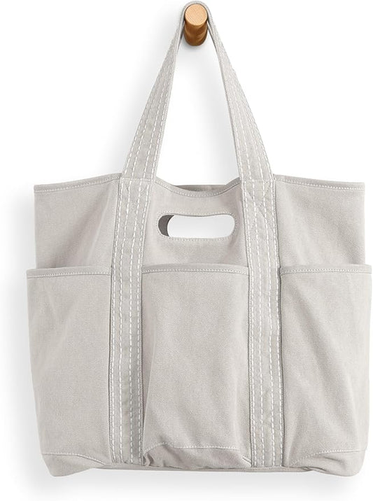 ODODOS 29L Oversized Canvas Tote Bag Large Capacity Open Top Shoulder Bags for Gym Workout Shopping Beach Travel