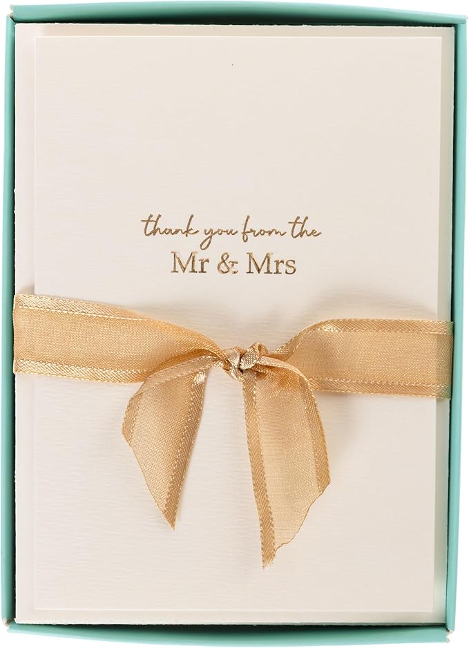 Graphique Wedding Thank You Cards, Mr. & Mrs., Pack of 10 Cards with Envelopes, Blank Inside, Gold Foil Embossing, La Petite Press Collection Boxed Set, 3.25" x 4.75"