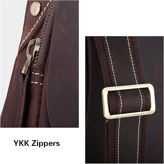 Polare Full Grain Leather Cross Body Sling Bag Chest Bag Backpack Outdoor Camping Tactical Daypack