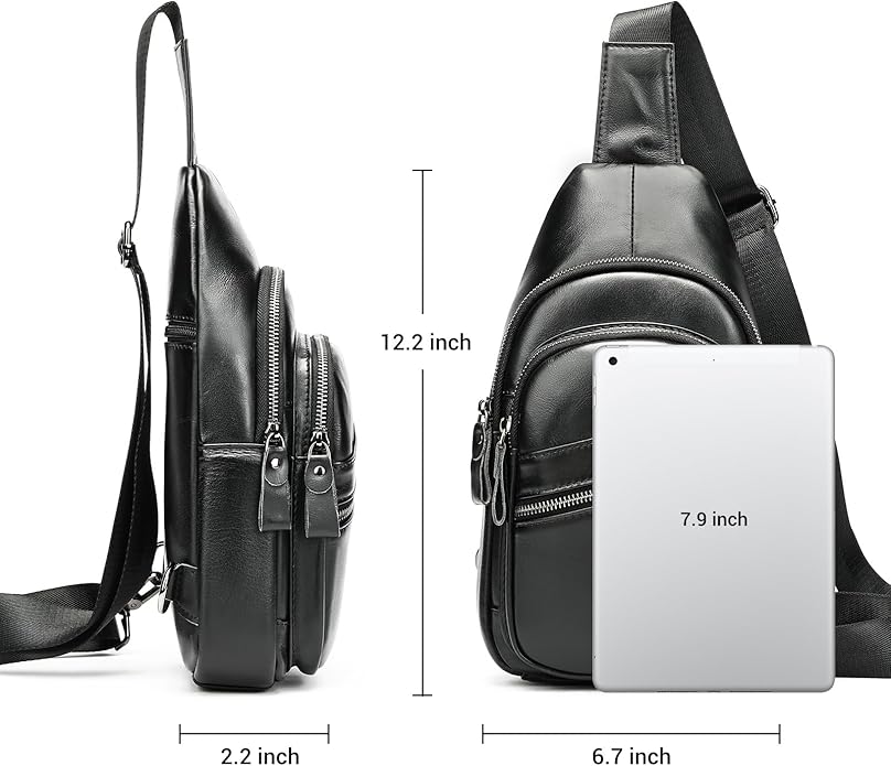 Genuine Leather Sling Bags for Men Crossbody Purse Vintage Small Messenger Shoulder Bag for Phone Side Chest Daypack Bag