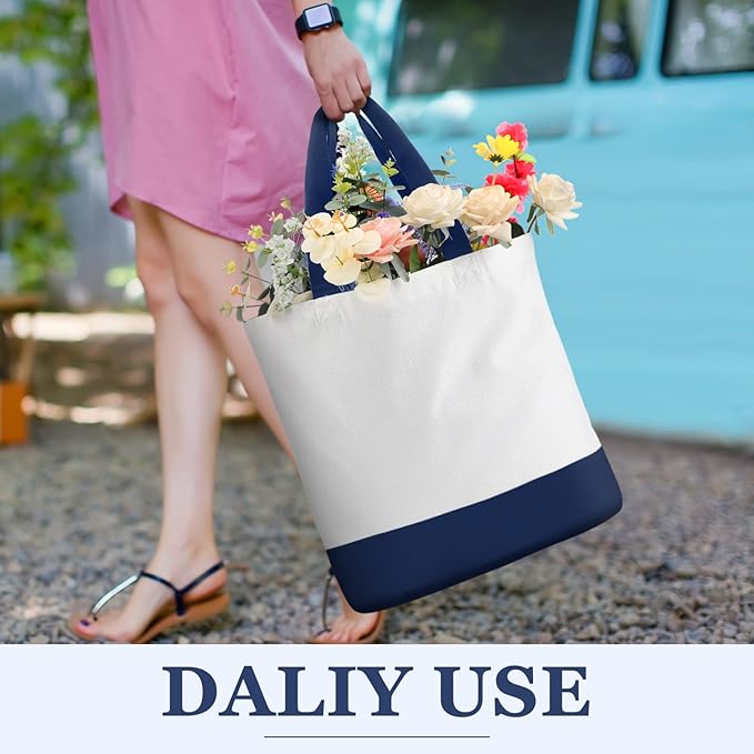 Reginary 16 Pack Canvas Tote Bags Set - Large Cotton Tote with Handle for Women's Kitchen & Grocery Use - DIY Gift