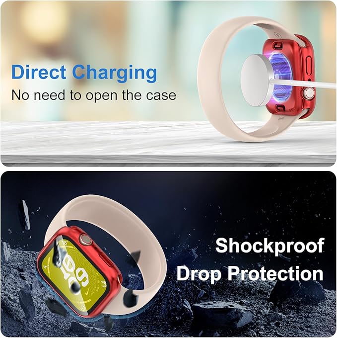 3 in 1 Waterproof Case for Apple Watch Series 11(2025) Series 10 Screen Protector 46mm Accessories Built-in Tempered Glass, 360°Full Protective PC Bumper Face Cover Compatible iWatch 46mm