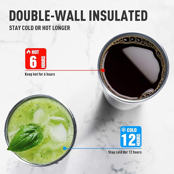 COMOOO 30oz White Tumbler Stainless Steel Insulated Tumbler with Lid Double Wall Vacuum Coffee Cup Large Travel Mug for Hot and Cold Drinks, Home, Office, School,Party (White, 1 Pack)