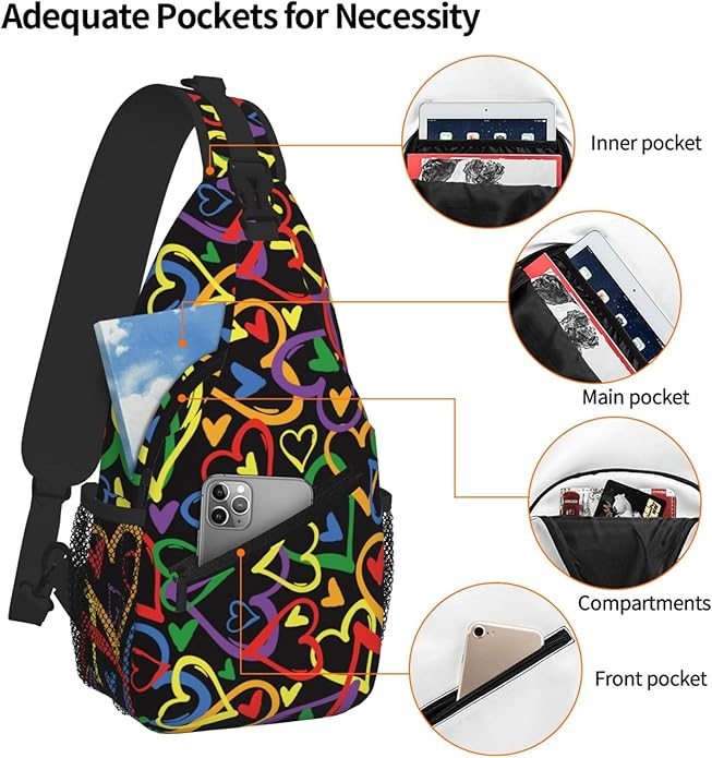 Cross Chest Bag Diagonally for Men Shoulder Bag for Travel Hiking Trendy Sling Bag with Adjustable Shoulder Strap