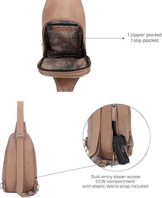 JESSIE & JAMES Brooke Unisex Concealed Carry Sling Bag Crossbody Backpack Purse