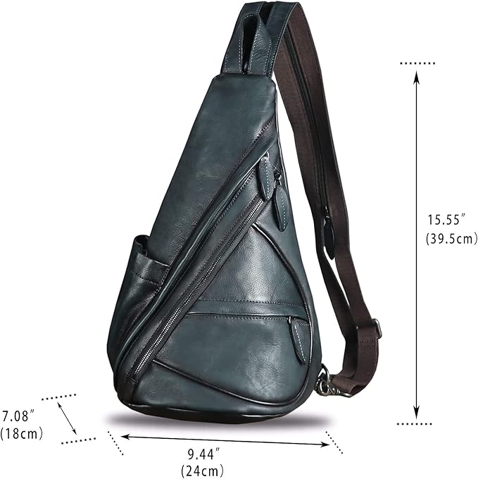 Genuine Leather Sling Bag for Men and Women - Vintage Sling Backpack Shoulder Crossbody Chest Bag for Ipad