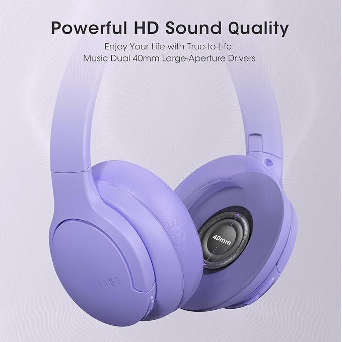 DOQAUS Upgrade Bluetooth Headphones Over Ear, 90H Playtime BT 5.3 Wireless Headphone EQ Modes, Built-in HD Mic, HiFi Stereo Sound, Deep Bass, Memory Foam Cups for Phone/PC&Travel/Gym/Workout