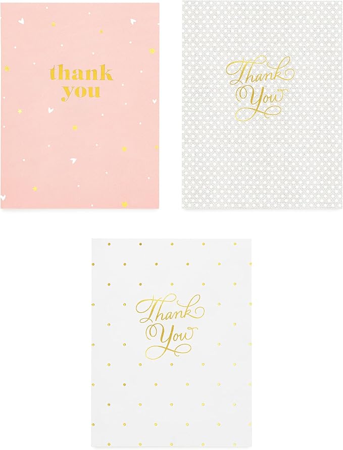 Sugar Paper Thank You Card Box, Greeting Assortment, Set of 12 Thank You Cards and Envelopes, Blank Inside, 6.25" x 2" x 5" Storage Box, 4.25" x 5.5"