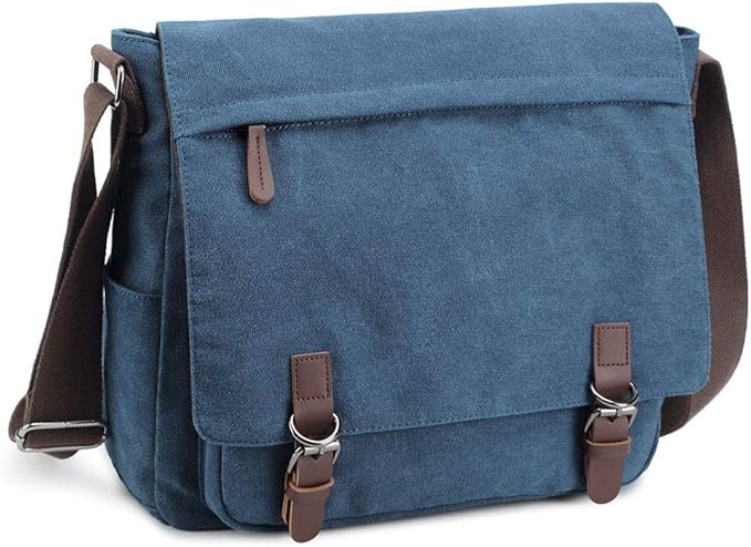 Messenger Bag for Men Retro, Canvas Satchel casual Briefcases Laptop Bag fit 13.3 15.6 Inch