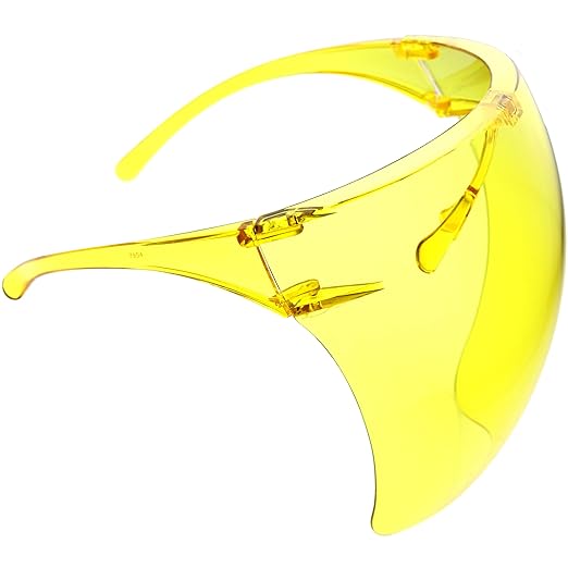 zeroUV - Protective Face Shield Full Cover Visor Glasses/Sunglasses (Anti-Fog/Blue Light Filter) (Yellow)