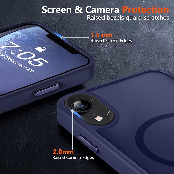 MOCCA Strong Magnetic for iPhone XR Phone Case, [Compatible with Magsafe][Mil-Grade Drop Protection] Slim Thin Translucent Matte Protective Cover Case for iPhone XR Case 6.1'', Deep Blue