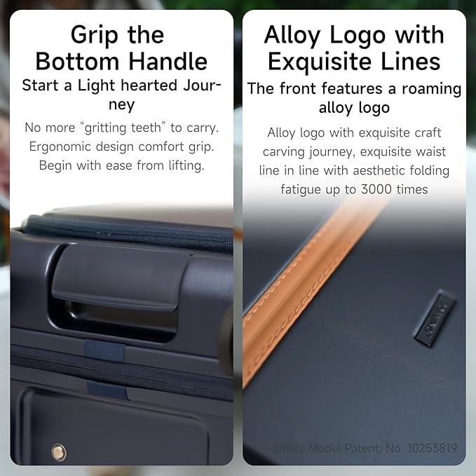 ROAMING Expandable 20 Inch Carry On Luggage with Mute Brake Wheels Airline Approved Hard Shell Suitcases with Front Pocket Top Opening Luggage with TSA Lock for Short Business Travel, Glaze blue