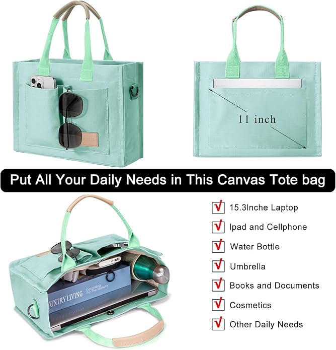 Tote Bags for Women Canvas Tote Purse Crossbody with Pockets Top Handle Shoulder Satchel Bag for Women