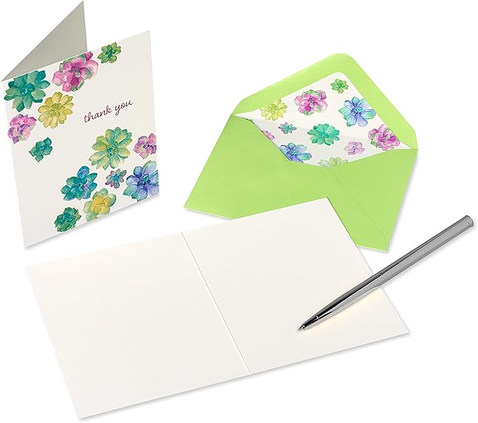 Papyrus Thank You Cards with Envelopes, Succulent (20-Count)