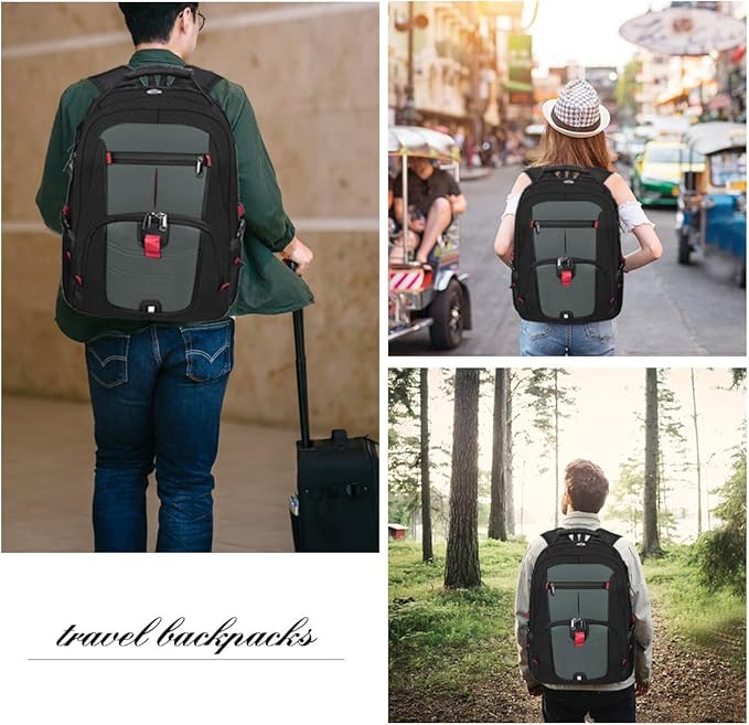 NUBILY Laptop Backpack 17 Inch Waterproof Extra Large TSA Travel Backpack Anti Theft College Business Mens Backpacks with USB Charging Port 17.3 Gaming Computer Backpack for Women Men 45 L Grey