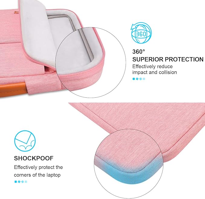 Lacdo 360° Protective Laptop Sleeve Case for 15 inch New MacBook Air M4 A3241 2025, M3 A3114, M2 A2941 2024-2023, 15 inch MacBook Pro A1990 A1707, Dell XPS 15 Plus Computer Bag, Water-Resistant, Peach