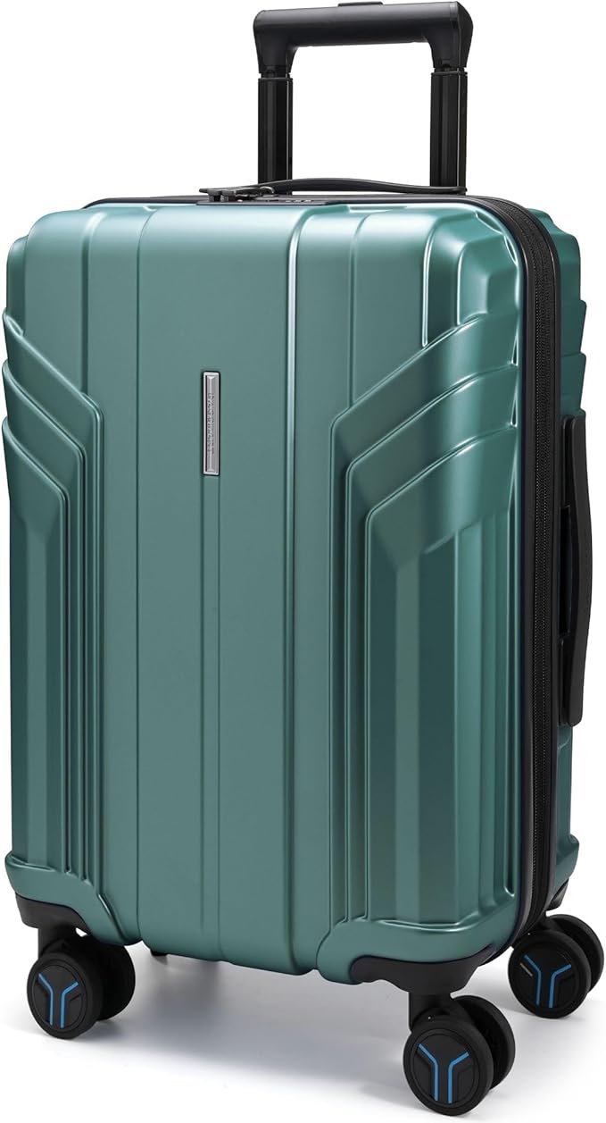 BAGSMART Expandable Carry On Luggage 22x14x9 Airline Approved, 1OO% PC Lightweight Hard Shell Suitcase, 20 Inch Travel Luggage with Spinner Wheels,Carry on Olive Green