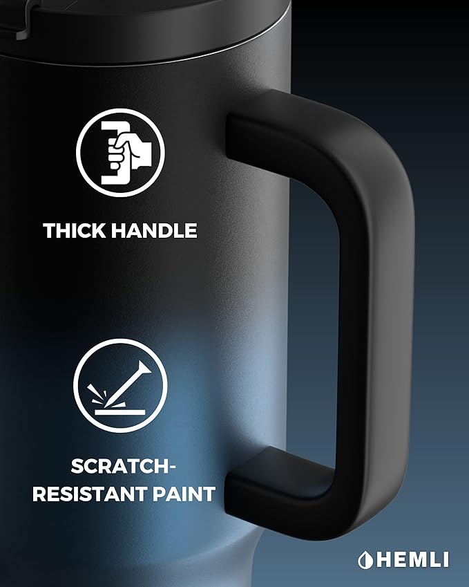 40 Oz Tumbler with Handle and Straw, Insulated Tumbler with Leakproof 2-in-1 Lid and Straw, Reusable and Portable Water and Coffee Stainless Steel Travel Mug, Vacuum Insulated