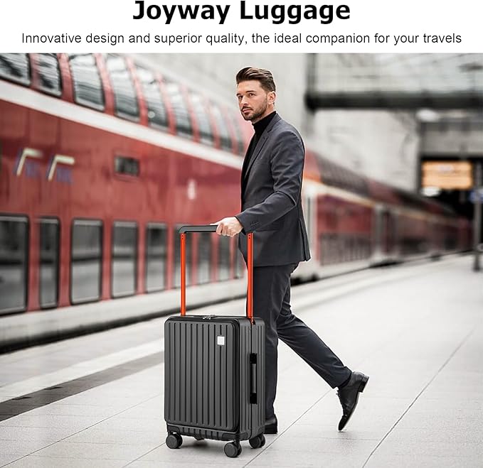 Joyway Hardshell 24 inch luggage with spinner wheels, Lightweight Hardside large checked withTSA Lock (Black, Checked Luggage-24 Inch)