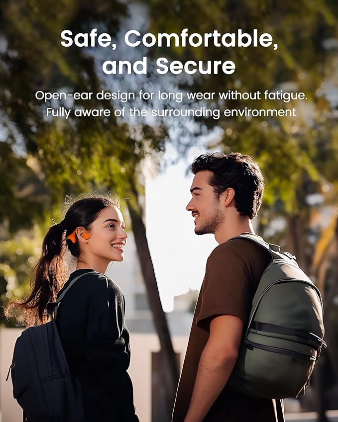 Aerra Bone Conduction Sport Headphones, IP67 Waterproof Workout Earphones, Open-Ear, Wireless Bluetooth with Mic, Secure and Comfortable for Running and Cycling, Orange and Black