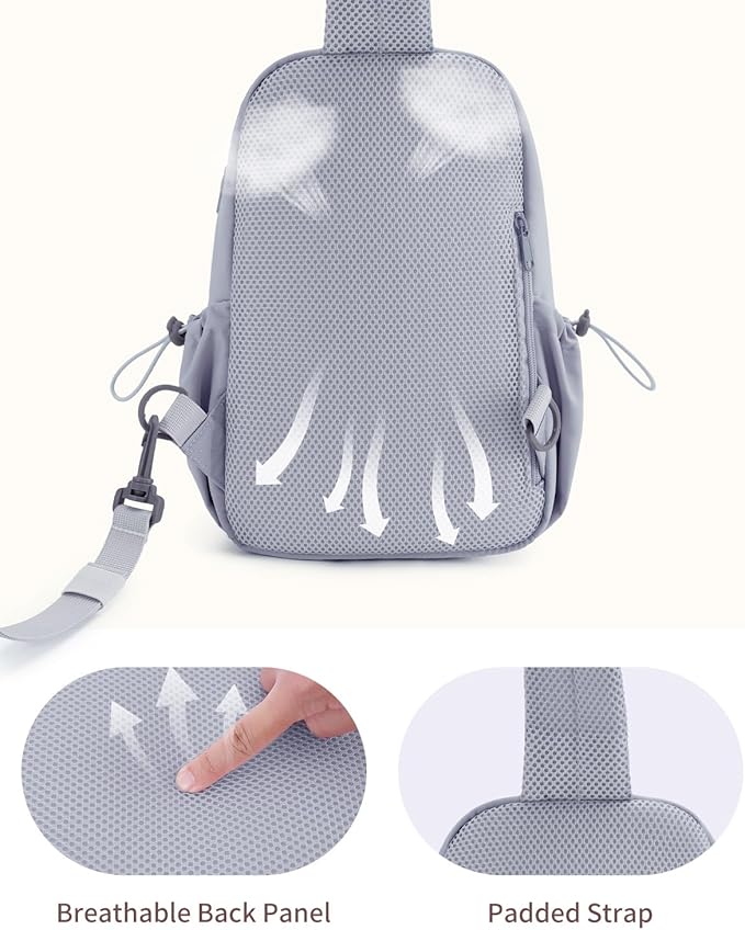 Wandering Nature Sling Bag for Women Lightweight Quilted Crossbody Bag Fits for 11" Tablet with Breathable Back Panel Anti Theft Pocket Padded Strap USB Charge Port, Ideal for Travel, Daily Use