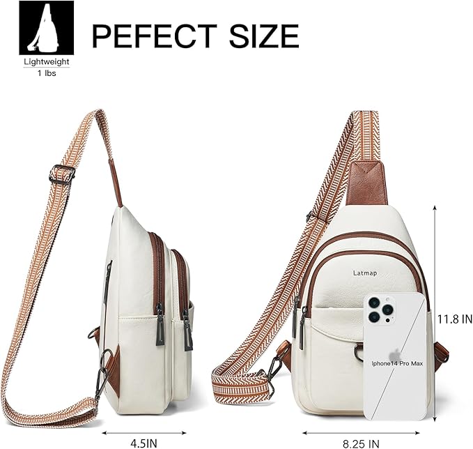 7L Sling Bag for Women Men Crossbody Belt Bag Small Travel Sling Backpack Anti Theft Chest Daypack Purse Faux Leather