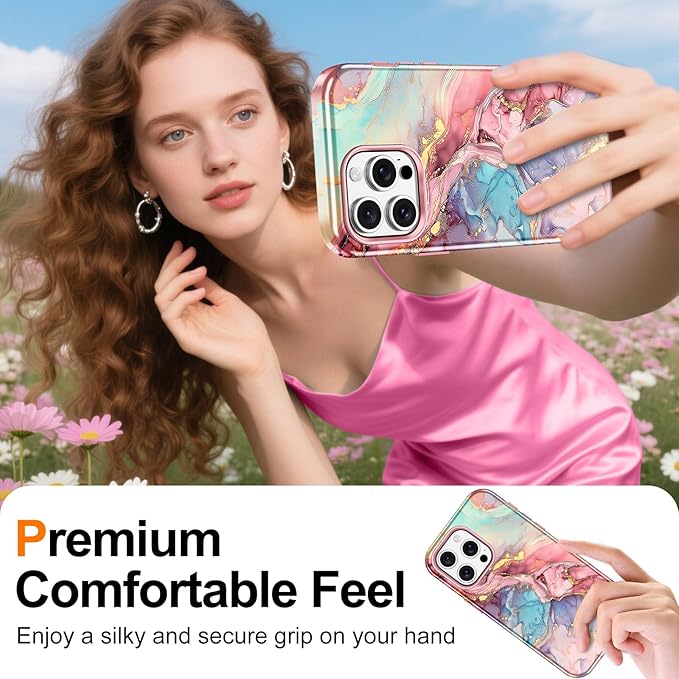 Btscase for iPhone 15 Pro Max Case [Compatible with Magsafe] [Military-Grade Drop Protection] Slim Anti-Scratch Smooth Touch TPU Bumper Shockproof Magnetic Phone Case for Women Girls Men, Rose Gold