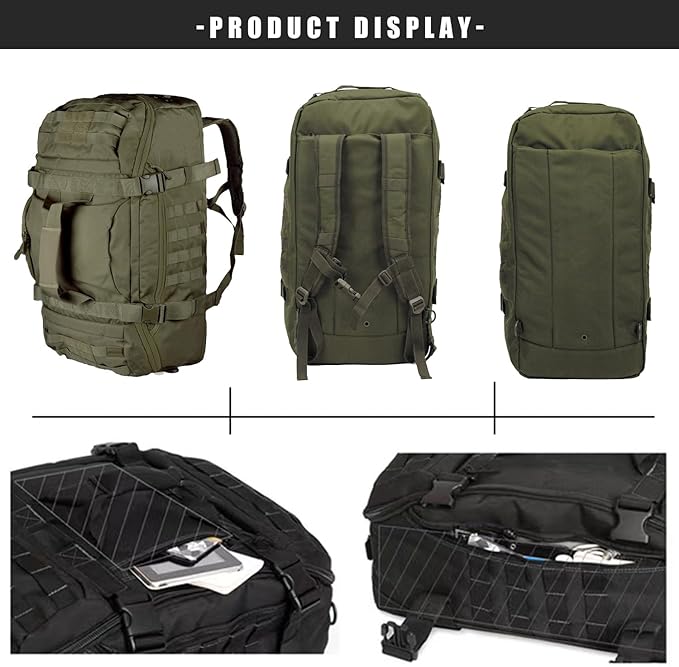 Travel Duffle Bag Backpack for Men - Large Tactical Bags Weekender Gym Bag for Overnight Traveling Military Workout Deployment Sports (Green, 25L)
