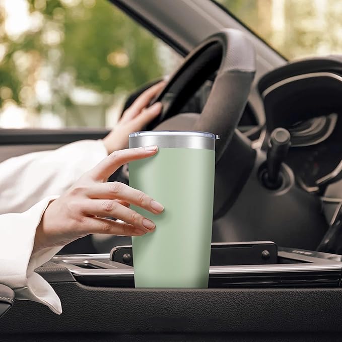 20 oz Tumbler with Lid Stainless Steel Double Wall Vacuum Insulated Tumblers Powder Coated Cups Travel Mug Keep Drinks Cold and Hot, Sagebrush Green