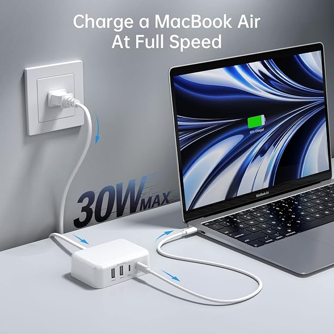 USB C Charger Block, 45W 4 Port USB C Fast Charging Station Hub Cube Brick for Multiple Devices, Travel Charger USB Power Strip Adapter Plug for iPhone 16 15 14 13 Pro Max, iPad, MacBook Air, Samsung