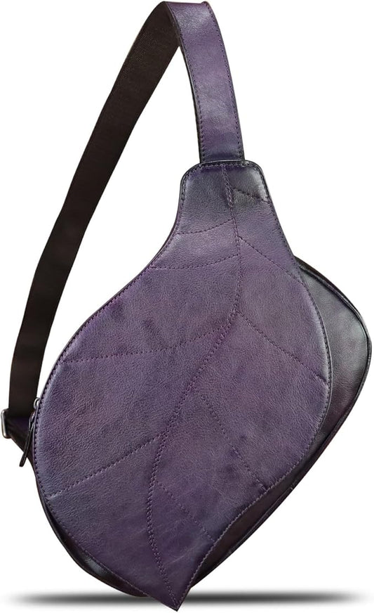 IVTG Genuine Leather Sling Bag for Women Vintage Real Leather Sling Backpack Fashion Shoulder Crossbody Bags Chest Bags