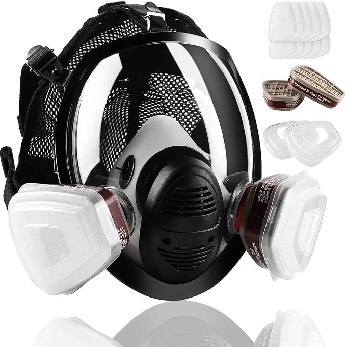 Gas Masks Survival Nuclear and Chemical - Reusable Full Face Respirator Gas Mask with Activated Carbon Filter