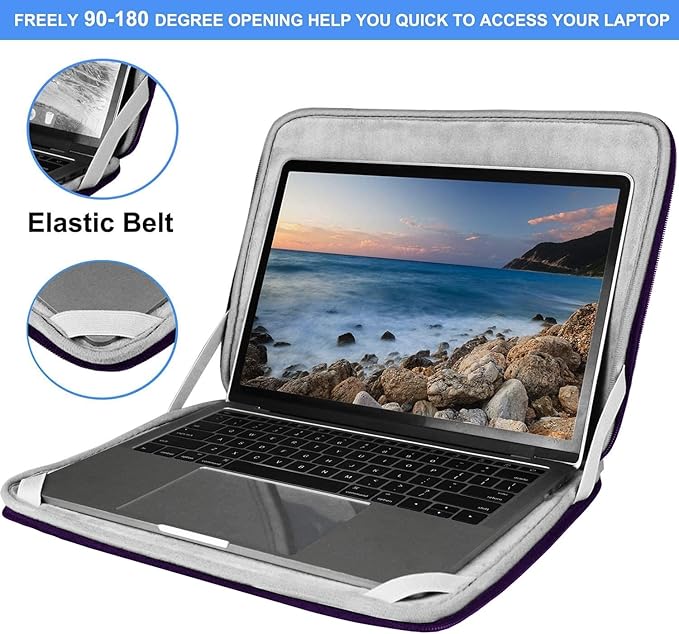 Laptop Sleeve Case 14 inch, Shockproof Protective Computer Cover Flip Case Briefcase Carrying Bag Compatible with 14" HP, Lenovo, Asus, Acer, Notebook, Chromebook Computer, Dark Purple