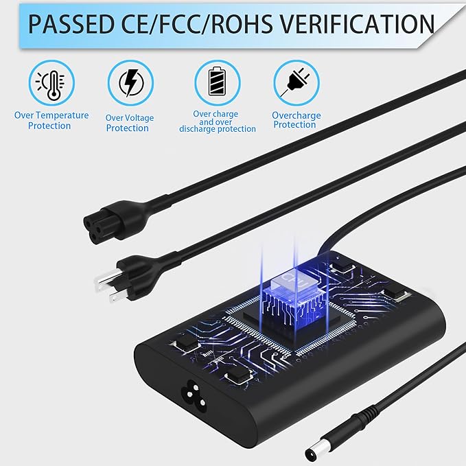 65W 19.5V 3.34A Laptop Charger Compatible with Dell Latitude 5400 5480 5590 5500 5490 5580 7280 7290 7480 7490 E5470 E5440 E6420 E6430 E6440 E6540 E7450 E7440 E7250 LA65NM130 AC Power Adapter