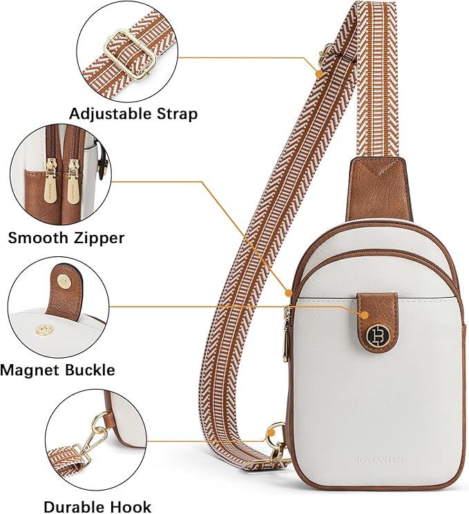 BOSTANTEN Small Sling Bag Crossbody Bags for Women Trendy Crossbody Purse Leather Chest Bag