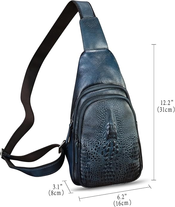 Genuine Leather Silng Bag for Women and Men Real Leather Sling Backpack Chest Purse Shoulder Crossbody Bag