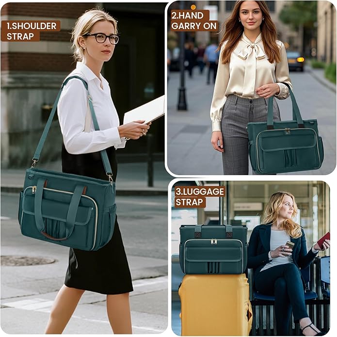 RAINSMORE Teacher Tote Bag 15.6 inch Laptop Bag for Women Work Bags Nurse Bag Lightweight Laptop Tote Computer Briefcase